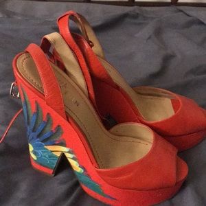 Tropical inspired wedge sandals